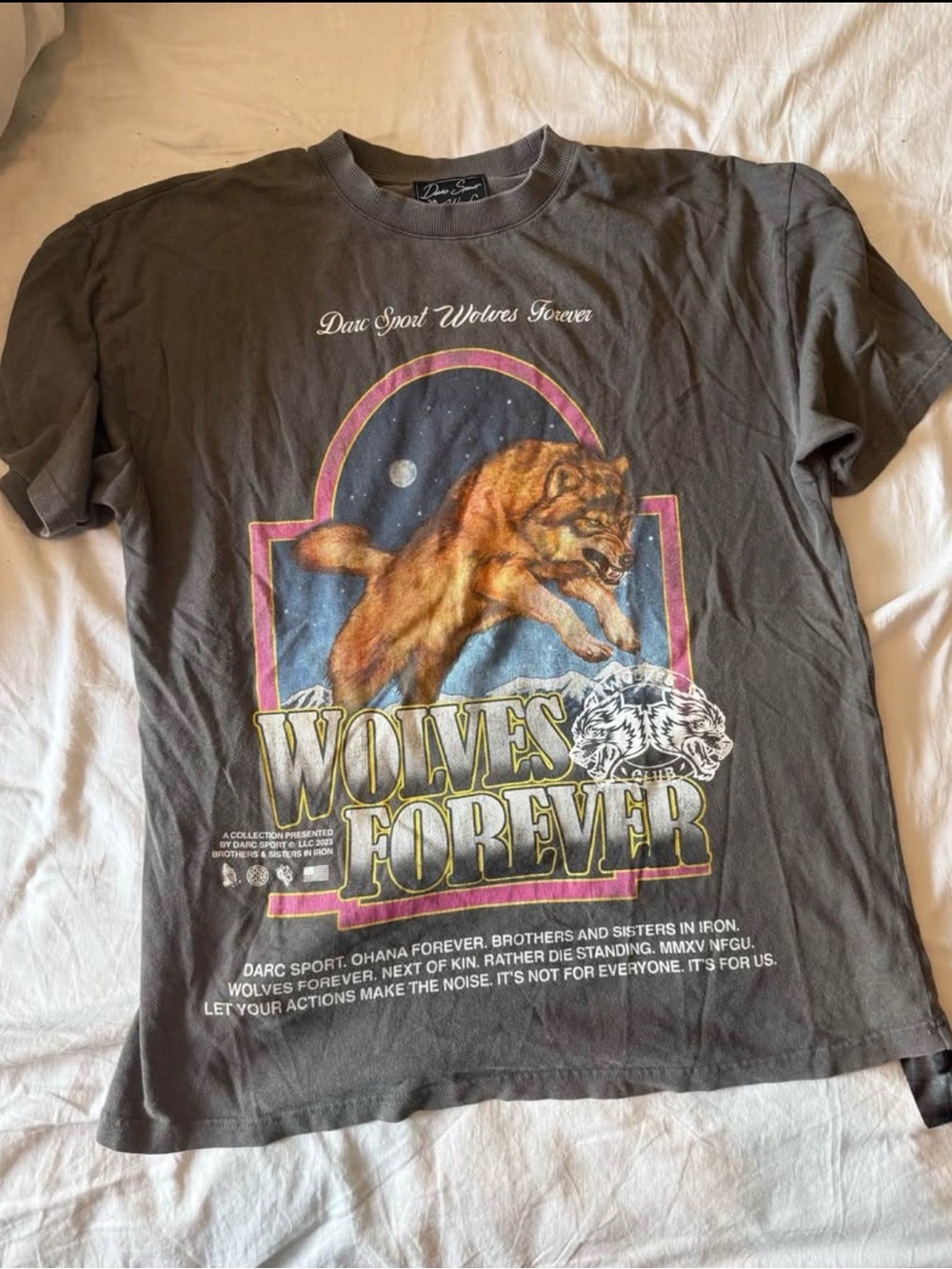 Darc Sport Wolves Forever Graphic Tee - Charcoal with Multicolor Print